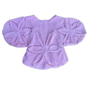 Sweet Generis Hand Crochet Chunky Knit Sweater S/M Pink Coquette Cottagecore